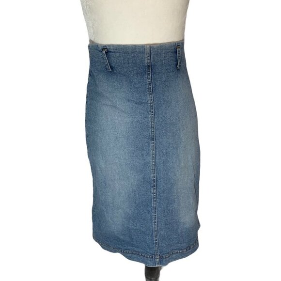Vintage🌺kk Perfino Denim Jean Pencil Knee Length Skirt Size XS - Picture 5 of 10